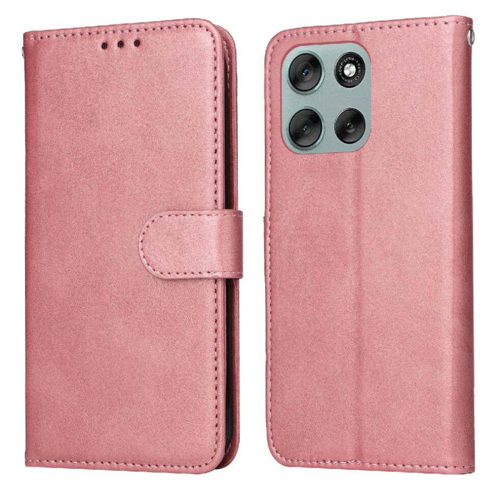 (Pink) Flip Case For Motorola Moto G56 Precise Cutouts Card Slots Magnetic Closure Flip Cover Pink 764563634255