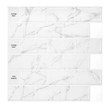 (As show, One size) adhesive backsplash kitchen, self-adhesive tile for bathroom wall, white with gray marble pattern, 30.5 x 30.5 cm