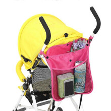 (As show, One size) Stroller Mesh BagRed, 34 x 30cm, Universal Stroller Storage Net Baby Net with Pram Stroller and Hanging Storage Bag Storage Bag