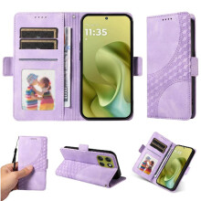 (Purple) Case for Motorola Moto G86 Card Slot Holders Quilted Pattern Leather Protective Cover