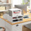 Homcom HOMCOM Desktop Printer Stand with 3 Open Compartments, Desk Organiser, White 1