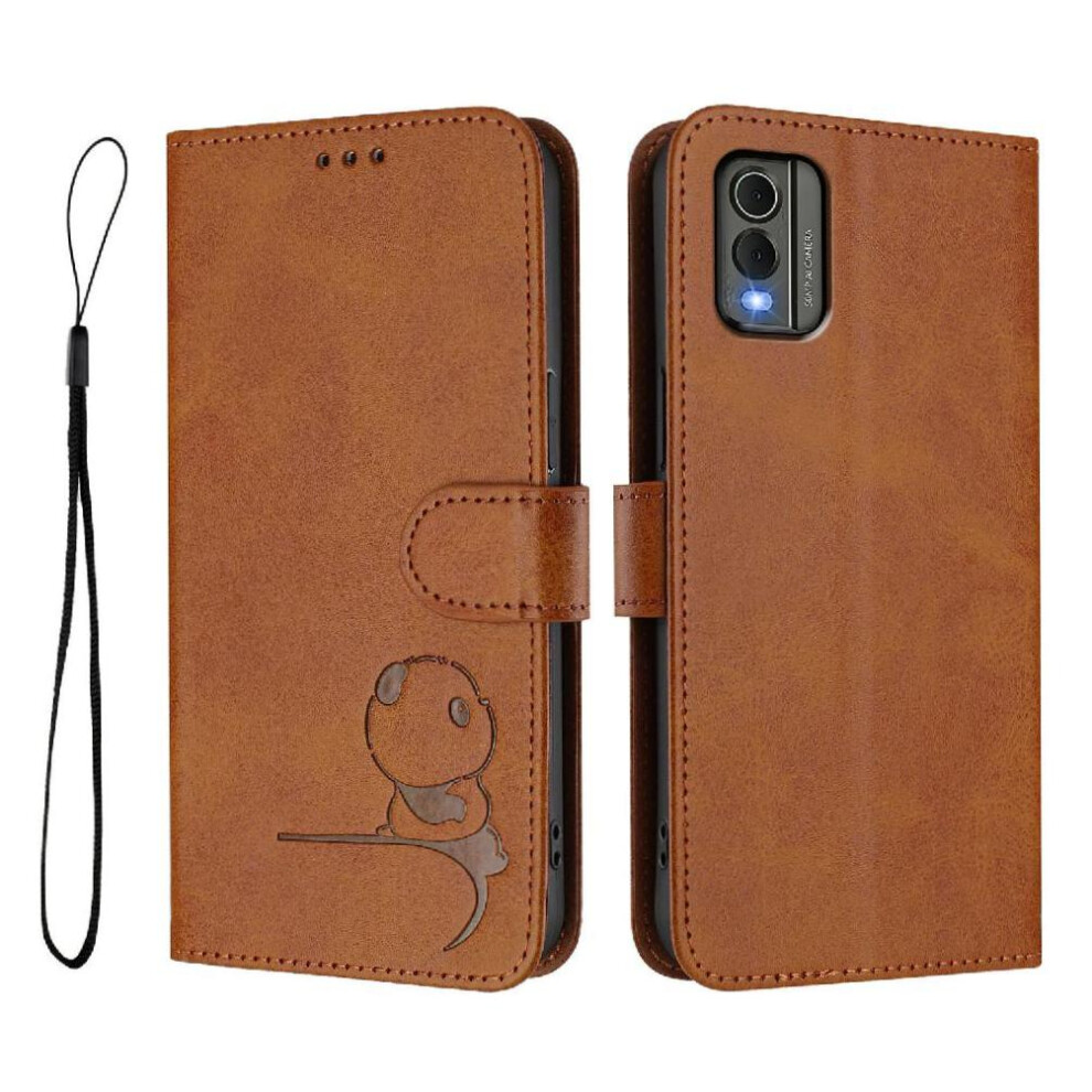 (Brown) Phone Case For Nokia C32 Flip Folio Card Slots Holder Kickstand Rfid Blocking Pu Leather Magnetic Brown 764563636464
