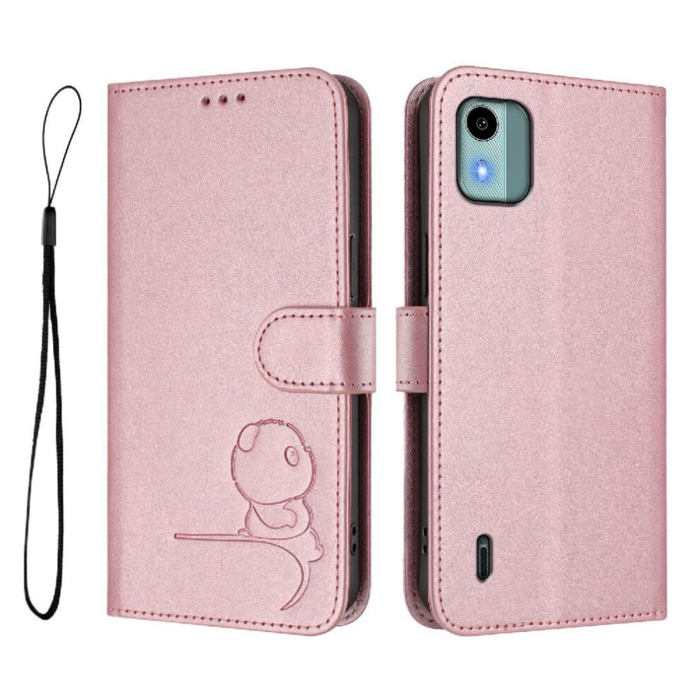 (Pink) Phone Case For Nokia C12 Magnetic Rfid Blocking Flip Folio Pu Leather Card Slots Holder Kickstand Pink 764563636594