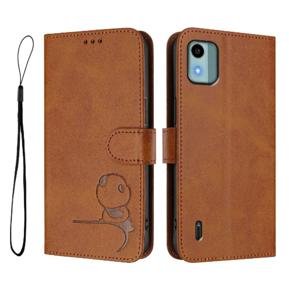 (Brown) Phone Case For Nokia C12 Magnetic Rfid Blocking Flip Folio Pu Leather Card Slots Holder Kickstand Brown 764563636648