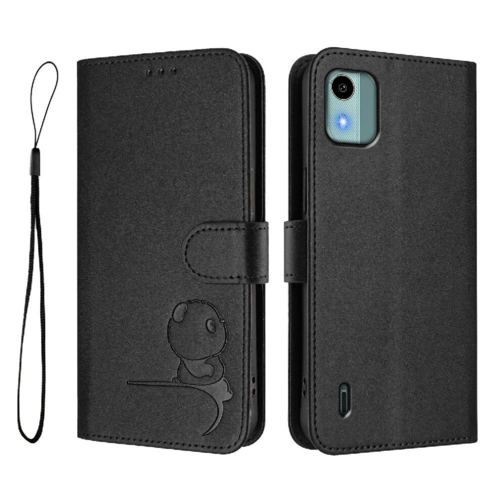 (Black) Phone Case For Nokia C12 Magnetic Rfid Blocking Flip Folio Pu Leather Card Slots Holder Kickstand Black 764563636600