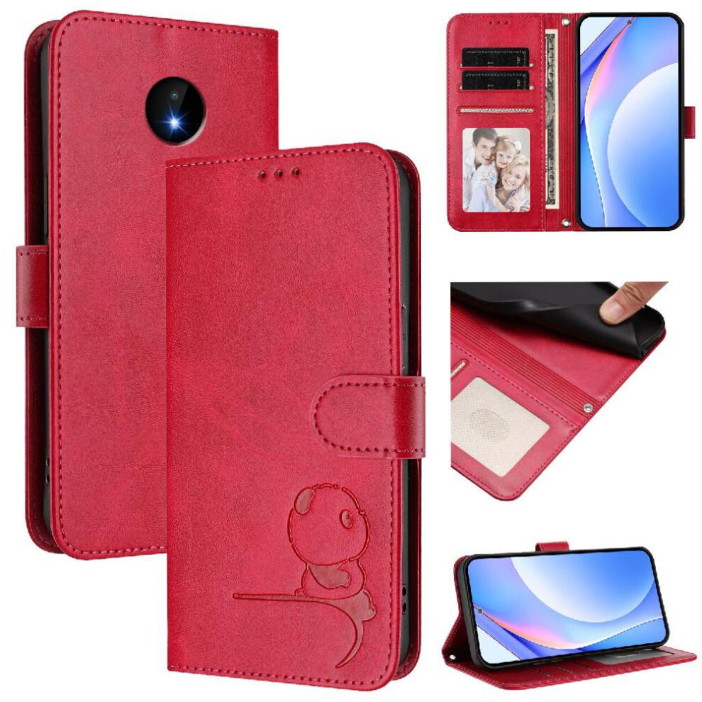 (Rose ) Phone Case For Nokia C10 Pu Leather Flip Folio Magnetic Rfid Blocking Card Slots Holder Kickstand Red 764563636754