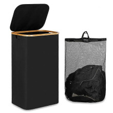 110L Laundry Hamper with Handle and Lid, Basket Organizer with Removable Inner Bag for Clothes Toys