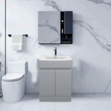 (350 Grey 3 drawer cabinet) Bathroom Vanity Unit Sink Cabinet Grey Basin Storage Furniture Door Toilet