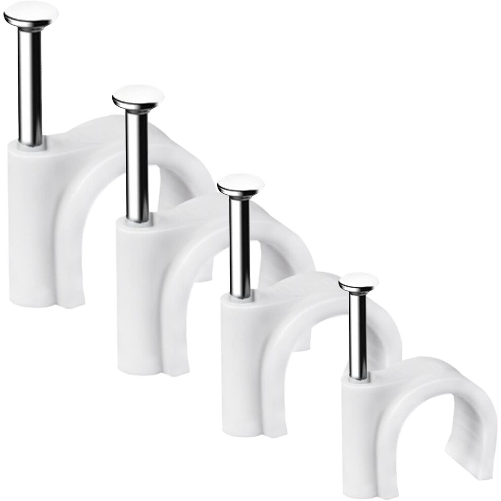 (As Show, One Size) 400 Pack Strong And Durable Round Cable Clips - 4 Sizes 4Mm, 6Mm, 8Mm, 10Mm - For Tidying Cables 4704245218966