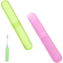 (As show, One size) 2 toothbrush cases, portable toothbrush case, toothbrush head protection, suitable for travel, home use Yellow + pink