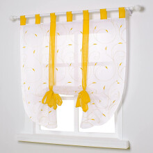 (As show, One size) Yellow, 120cmx140cm Window Curtain Embroidery Roman Shades Sheers Decoration Para Bedroom Balcony Kitchen