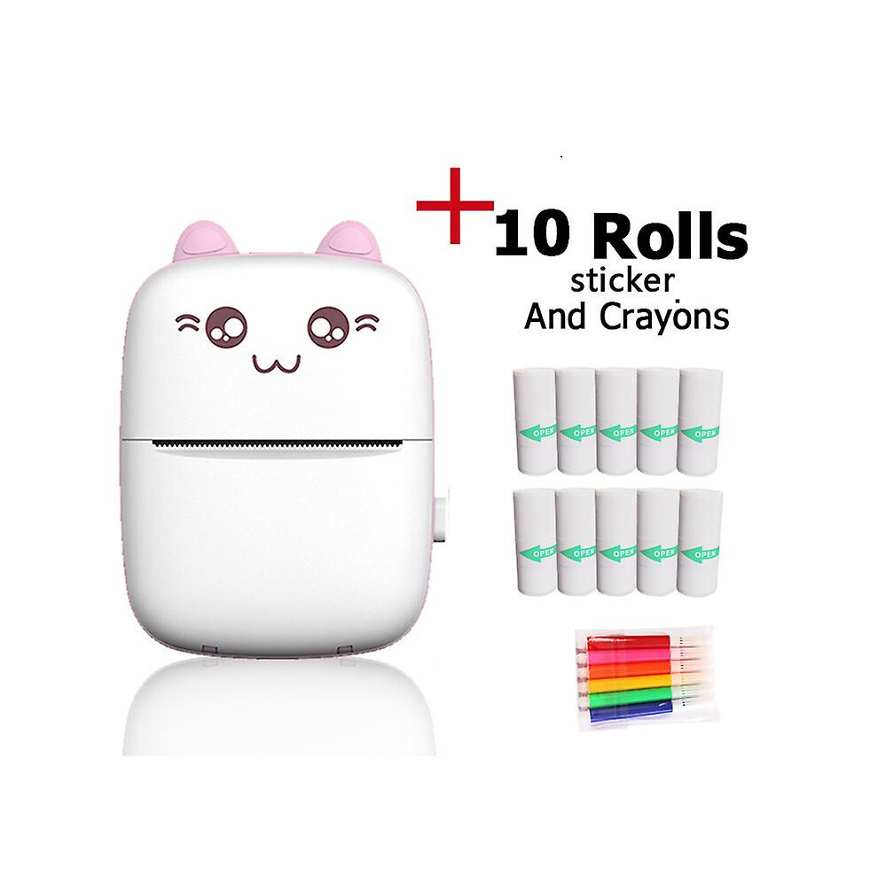 (As Show, One Size) Portable Photo Printer, Wireless Bt Mini Instant Photo Printer, With 10 Rolls Of Thermal Paper, For Photo Memo Labels Black/White 4704245208592