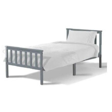 (Single Grey, Yes) Wooden Bed Frame Pine Single 4ft6 Double King Size Bed With Mattress Option