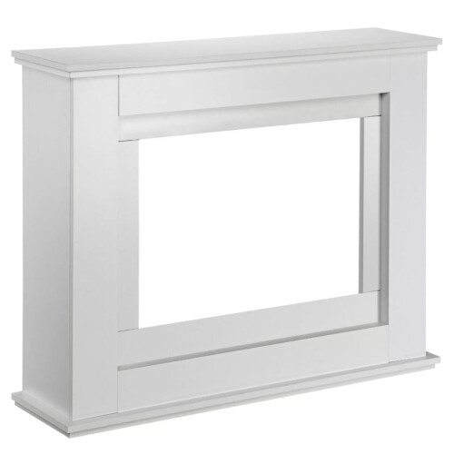 (Fire Surround White) Modern Electric Fireplace with Remote Control & LED Log Fire Effect