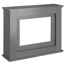 (Fire Surround Grey) Modern Electric Fireplace with Remote Control & LED Log Fire Effect