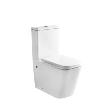 (Wc Square) Bathroom Toilet WC Unit Pan Soft Close Seat White Gloss Close-Coupled