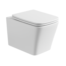 (Square BTW Toilet) Back To Wall Rimless BTW Toilet Pan Soft Close Seat