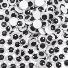 (As show, One size) 200 Pieces 10mm Moving Eyes Round Plastic Adhesive Stickers Black White Craft Eye Bonding For Diy Scrapbooking Accessories