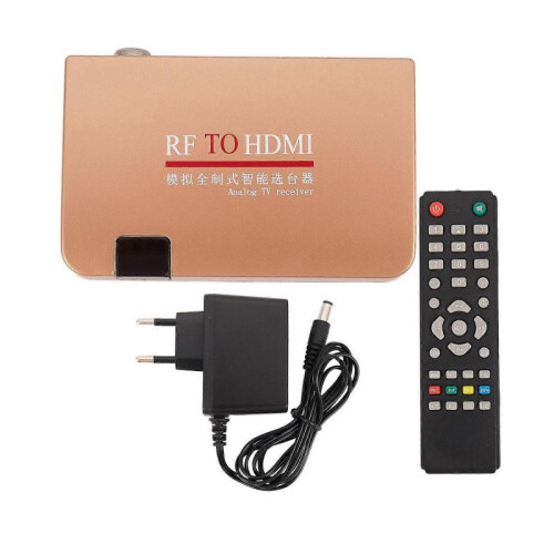 RF to HDMI-compatible-compatible Converter Adapter Analog Receiver Analog TV Box Digital Box Remote Control EU Plug