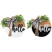 Door Welcome Sign Round Hello Wooden Door Sign Farmhouse Front Porch
