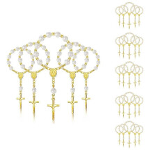 30Pcs Baptism Rosary Acrylic Rosary Beads Mini Rosaries with Cross for The First Communion Baptism Party Favors