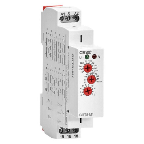 GEYA  GRT8-M1 On Off Time Delay Relay 16A AC/DC12V-240V Multifunction Din Rail Automatic Timer Relay