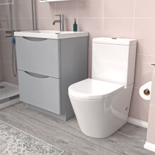 Nes Home Matte Grey 600mm Basin Vanity Unit and Rimless Close Coupled Toilet