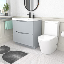 Nes Home Matte Grey 800mm Basin Vanity Unit and Rimless Close Coupled Toilet
