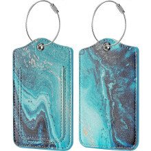 (As show, One size) 2 Pack Luggage Tags with Full Privacy Cover Name ID Card and Stainless Steel Buckle for Travel Bag Suitcase ID Tags