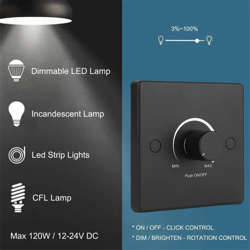 RV Light Dimmer Light Switch Control Panel 12-24V 5A Universal 1