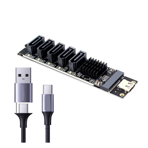 TYPE-C till SATA 3.0, 5 portar, adapterkort
