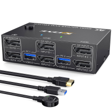 KVM-switch för dubbla bildskärmar DisplayPort, 4 USB 3.0