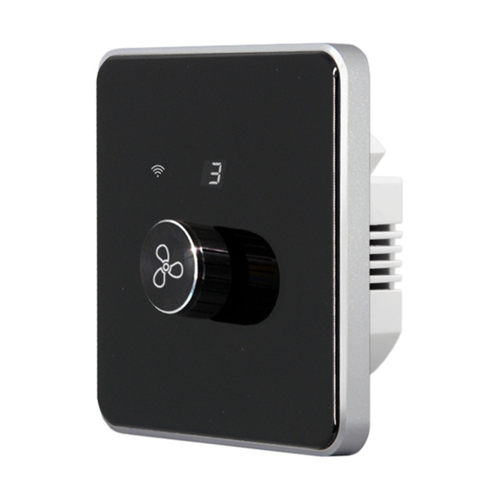 Interrupteur de ventilateur Wi-Fi à 5 vitesses, télécommande Tuya EU (noir)