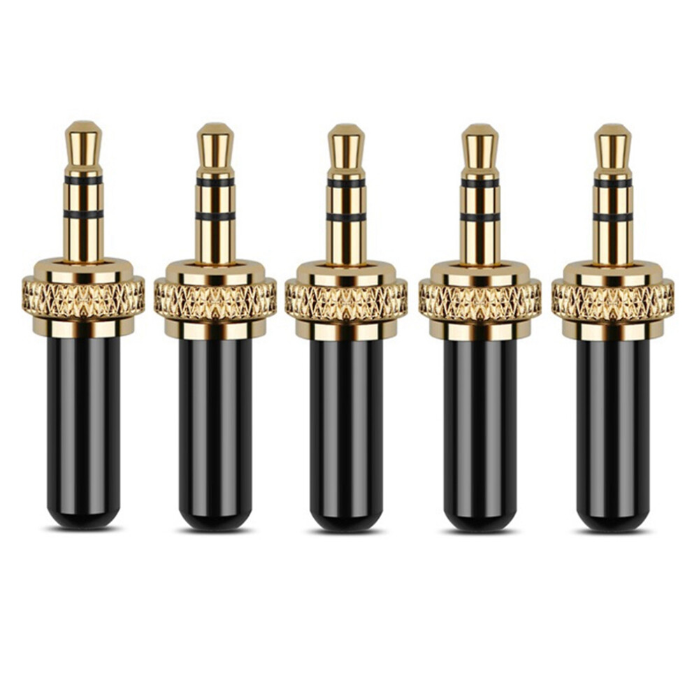 5Pcs 3.5Mm Plugs Connector Mini 3.5Mm Screw Lock Stereo Jack Plug Silver/Black 4851792443881