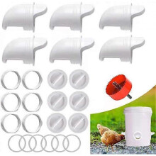 Automatic Chicken Feeder and Chicken Waterer Set, DIY No Waste Rain-Proof Poultry Feeders Kit with Rat Stopper Cap