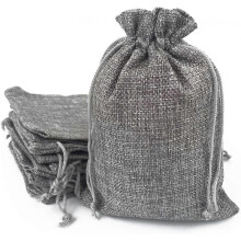 30PCS Burlap Bags with Drawstring Gift Jute bags Included Cotton Lining 13X18CM, Gray