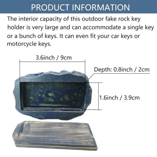 Fake Rock Hidden Key Box for Outside - (Stone Style) 2