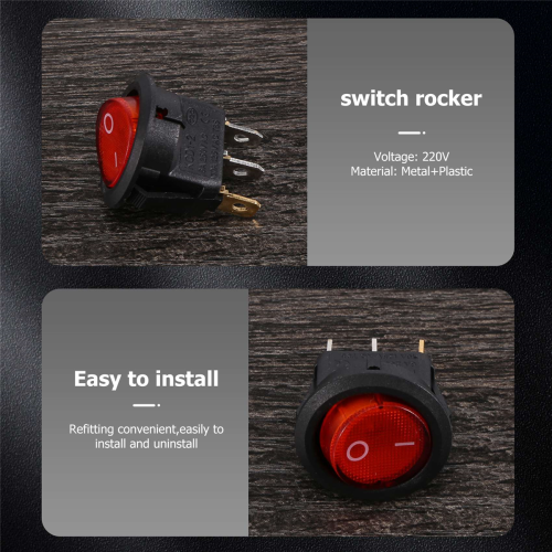 Interruptor basculante bipolar ON/OFF Rojo, 3 pines, 220V on OnBuy