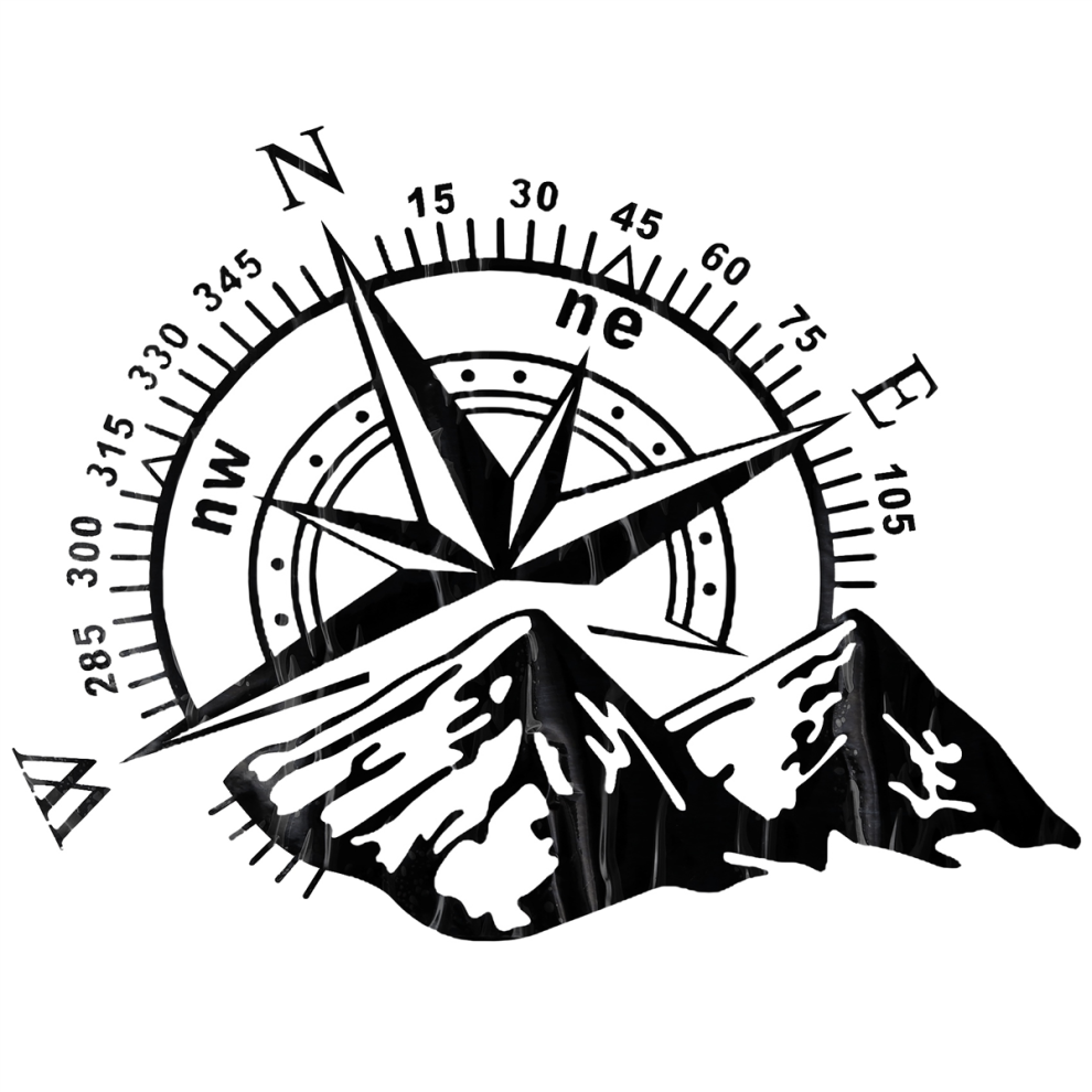 1Pcs Off-Road Suv Side Body Sticker Compass Mountain Decals Sticker 4851792454863
