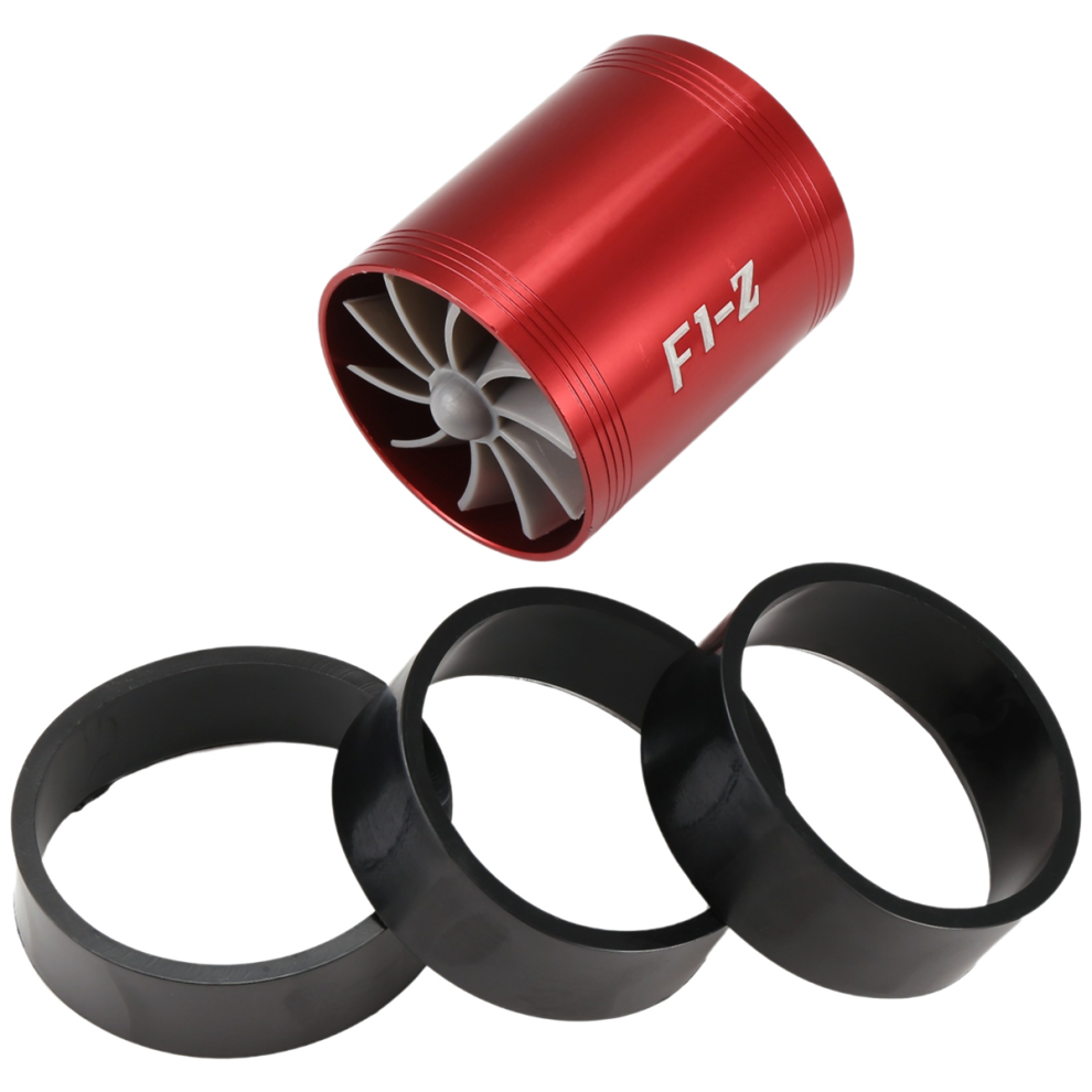 Double Turbo Charger Air Intake Gas Fuel Saver Fan For Car (Red) Red 4851792477909