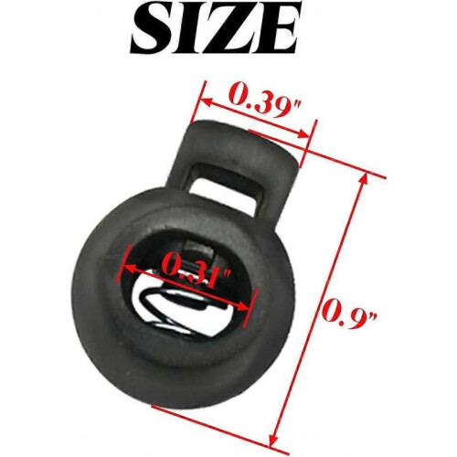 100 PCS Plastic Toggle Single Hole Spring Loaded Elastic Drawstring Rope Cord Locks Clip Ends Round Ball Shape Luggage 2