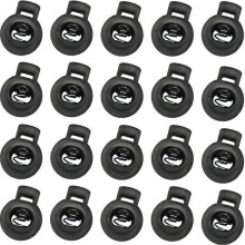 100 PCS Plastic Toggle Single Hole Spring Loaded Elastic Drawstring Rope Cord Locks Clip Ends Round Ball Shape Luggage