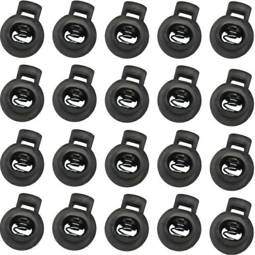 100 PCS Plastic Toggle Single Hole Spring Loaded Elastic Drawstring Rope Cord Locks Clip Ends Round Ball Shape Luggage