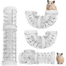 (As show, One size) 8pcs 5.5cm Diameter Hamster Tube Tunnel Toy, Hamster Connection Tunnel Toy-transparent