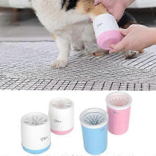 (M, Pink) Pet Foot Wash Cup Dog Paw Cleaner Cup Portable Silicone Puppy Washing Brush Feet Cleaner Mug