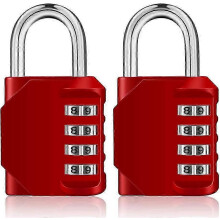 (As show, One size) 4 Digit Combination Padlock for Gym, School, Outdoor and Employee Locker, Red