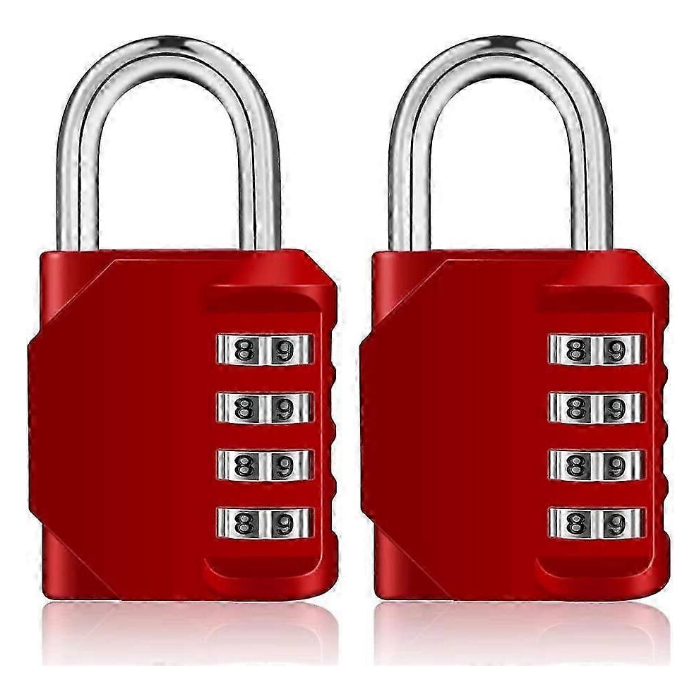 (As Show, One Size) 4 Digit Combination Padlock For Gym, School, Outdoor And Employee Locker, Red 5022564571814