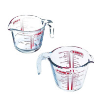 0.25L and 0.5L Pyrex Glass Measuring Jug Set Kitchen Prep Measurement