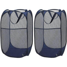 2PCS Larpur Popup Mesh Laundry Basket, Collapsible and Portable Clothes Washing Laundry Hamper Reinforced Carry