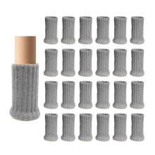 24Pcs Chair Socks, Double Knitted Thickening Chair Leg Non Slip Pad Furniture Table Floor Protector Cap (light Grey)